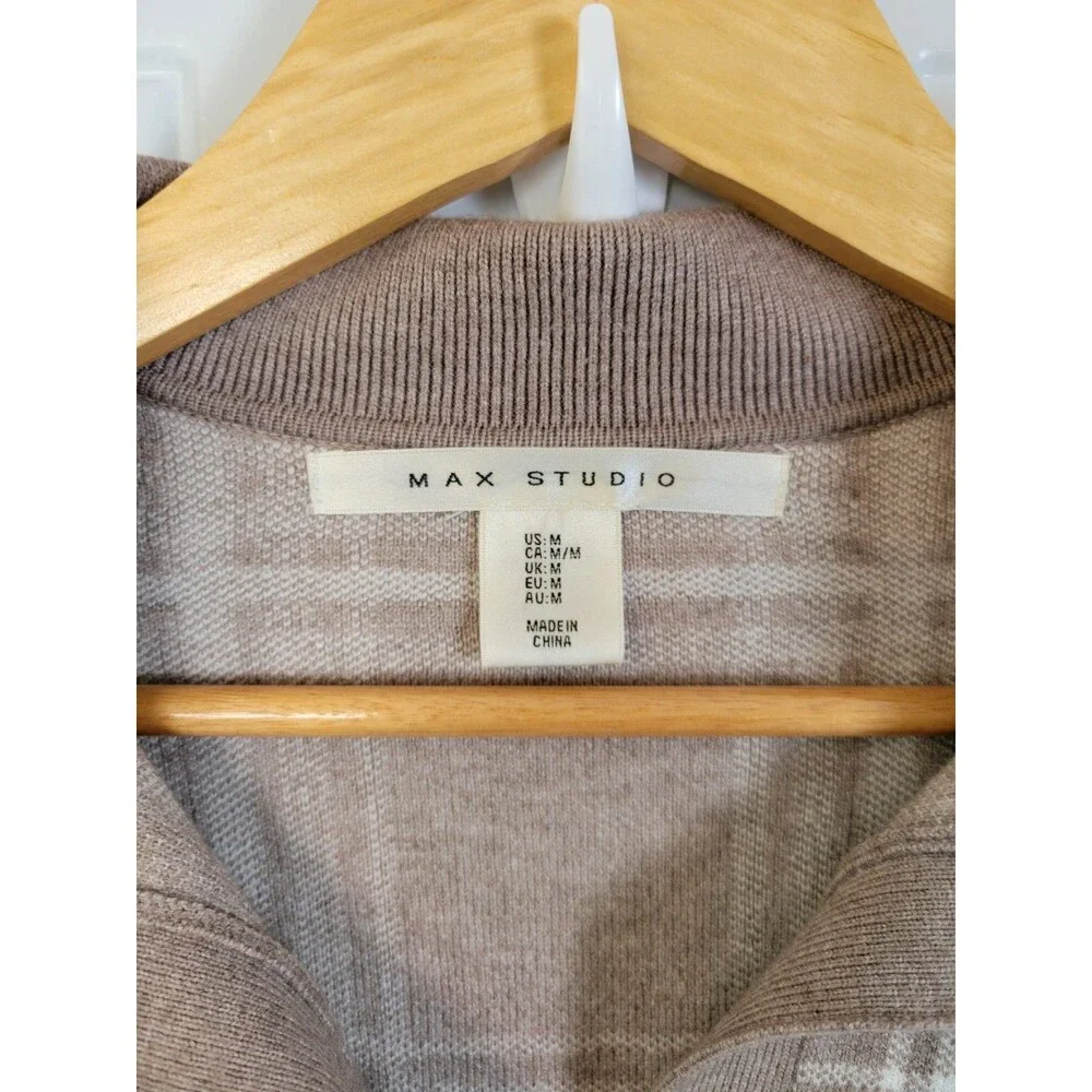 Max Studio Collared Plaid Sweater Size M Preppy Academia